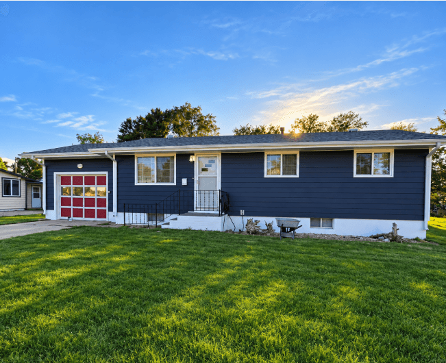 Dusk-Blue Siding Ranch Remodel — siding project in Nebraska