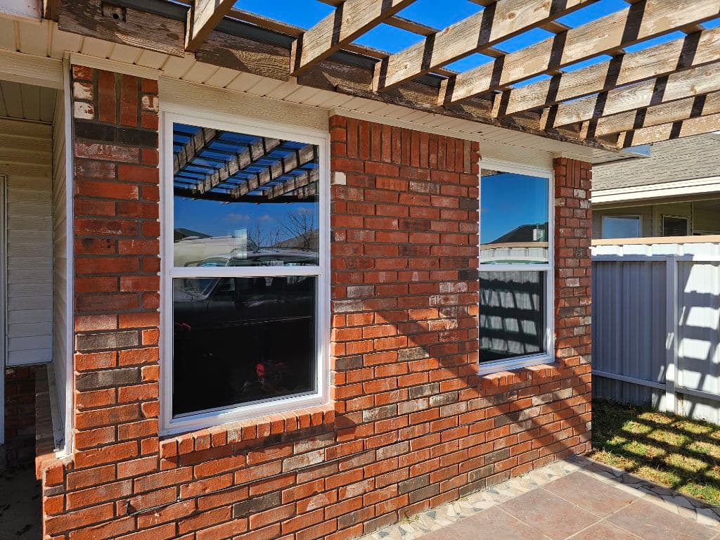 White Hung Windows on Brick — Single Hung Windows project