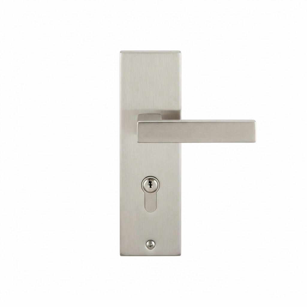 Contemporary French / swing patio door handle shown in a representative white finish